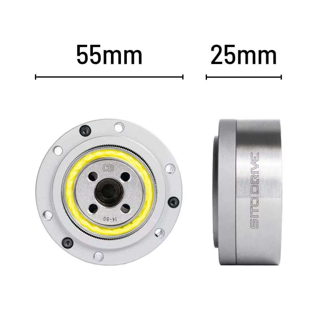 SitoDrive CD-14 55mm reducer Harmonic Drive Reducer Zero Backlash Gearbox for Robotics, CNC & Automation Nema 23 57mm CSD-14-100-2UH